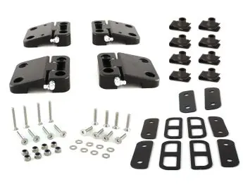 Preisreduziert FerroForcia complete 2-side doors hinge set (assembled / black anodized) including all mounting parts for Land Rover Defender 110 / 130 up to and including 2016