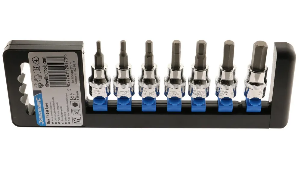 Satz Schraubendrehereinsätze Silverline Innensechskant, ⅜ Zoll, 3-10mm Super-Preis