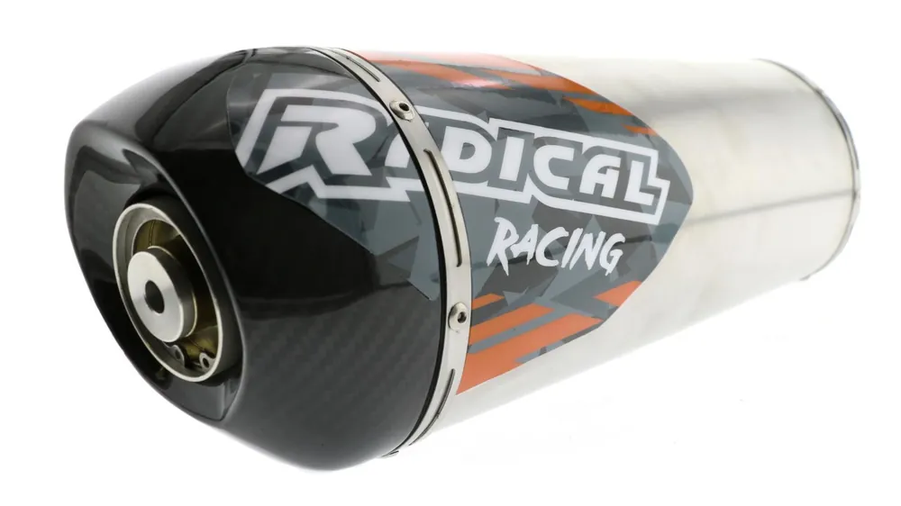 Geprüft Slip- On Endschalldämpfer Radical Racing Inox Aprilia RX/SX 125 ab Bj. 18 (KX), mit EG-BE, versch. Farben
