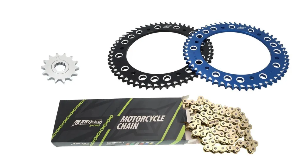 Letzte Chance Kettenkit Radical Yamaha DT/ WR 125, 53x14 Zähne, versch. Farben, Universal Kettenlänge