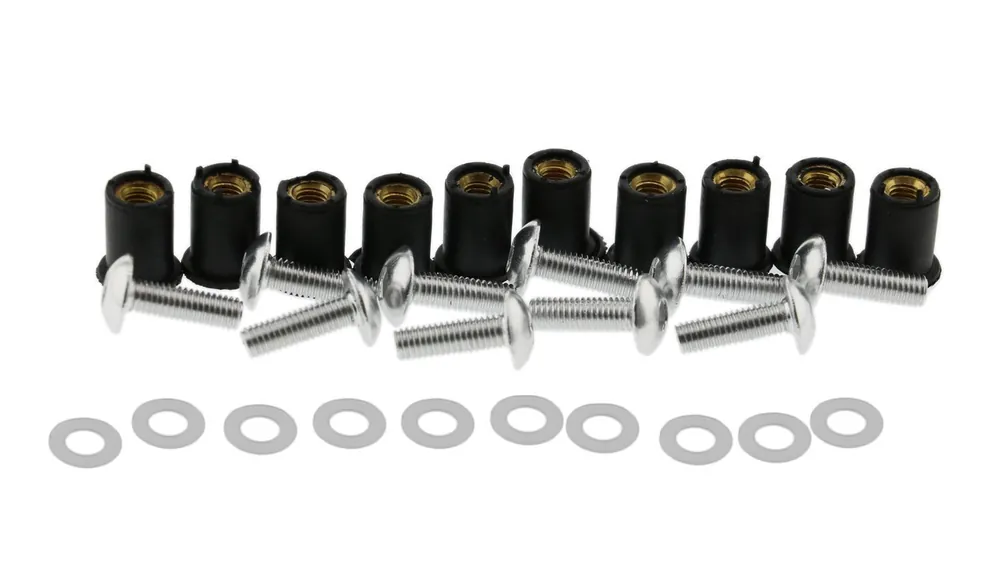 Verkleidungs- / Cockpitschraubenset M5, Schrauben, Scheiben & Gummimutter, (je 10 Stück) Günstig