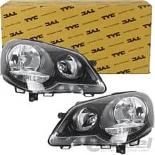 Abverkauf 2xTYC HAUPTSCHEINWERFER SCHWARZ H7/1 VORNE LINKS+RECHTS für VW POLO 9N3 FACELIFT