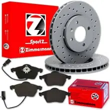 ZIMMERMANN SPORT BREMSSCHEIBEN 312mm + BELÄGE VORNE für AUDI A6 C5 4B Limo Avant Markenprodukt