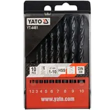 Saisonangebot YATO SPIRALBOHRER SET 10-tlg. HSS-STAHLBOHRER METALLBOHRER BOHRER-SATZ Ø 1-10mm
