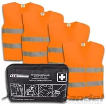 Preisreduziert VERBANDTASCHE ROT VERBANDKASTEN ERSTE-HILFE DIN13164 + 4x WARNWESTE ORANGE