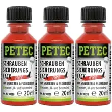 3x 20ml PETEC SCHRAUBENSICHERUNGSLACK ROT PINSELFLASCHE SCHRAUBEN PLOMBENLACK Solange Der Vorrat Reicht