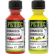 Billig 2x 20ml PETEC SCHRAUBENSICHERUNGSLACK GELB + ROT PINSELFLASCHE SCHRAUBEN PLOMBEN