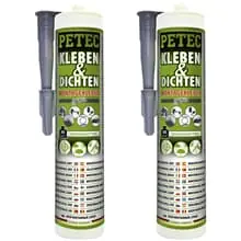2x 290ml KARTUSCHE PETEC KLEBEN & DICHTEN GRAU MONTAGEKLEBER ELASTISCH UNIVERSAL Schnäppchen
