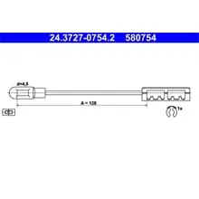 ATE HANDBREMSSEIL 128mm passend für OPEL VECTRA 24.3727-0754.2 Billig