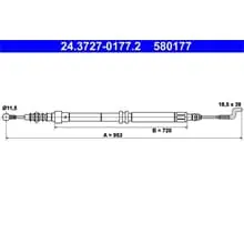 ATE HANDBREMSSEIL 953mm passend für VW TRANSPORTER 24.3727-0177.2 Nur Für Kurze Zeit