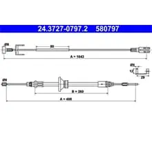 Neu Im Sortiment ATE HANDBREMSSEIL 1643mm passend für NISSAN PRIMASTAR OPEL VIVARO RENAULT