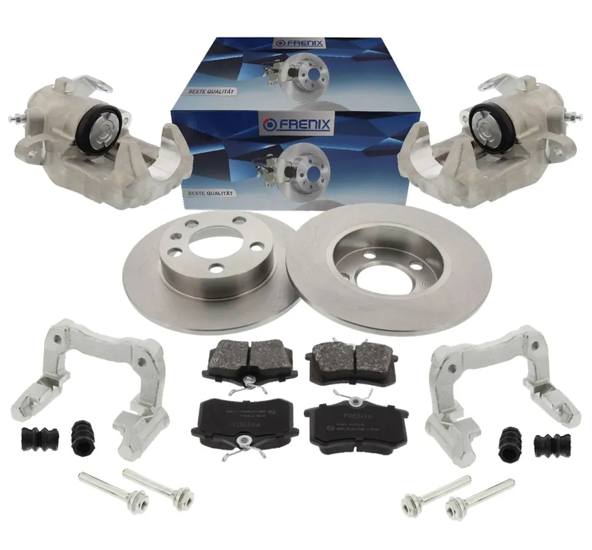 Preiswert Frenix Bremsensatz, HA, VW Golf 4, Audi A3, Ø 230 mm, PR 1KP 1KT, inkl. Bremssättel + Bremssattelhalter