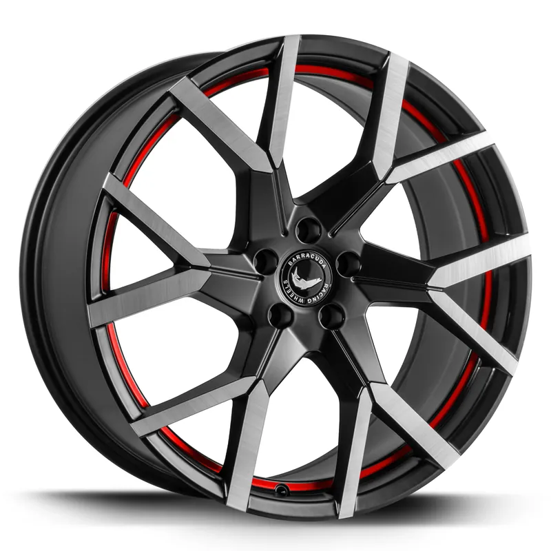 Barracuda Tzunamee Evo Alufelge 8x18 ET43 5x100 Silver brushed undercut Trimline red Expressversand