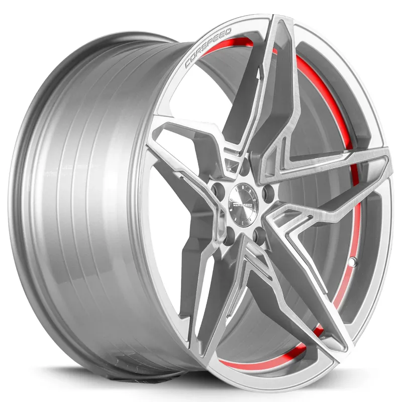 Corspeed Kharma Alufelge 10x20 ET20 5x112 Silver-brushed-Surface undercut Trimline red Echt