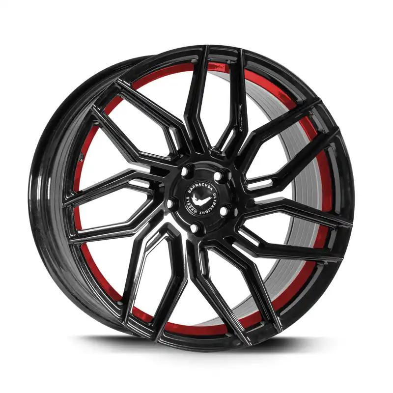 Ausverkauf Barracuda Dragoon Alufelge 8,5x19 ET33 5x112 Higloss-Black undercut Trimline red